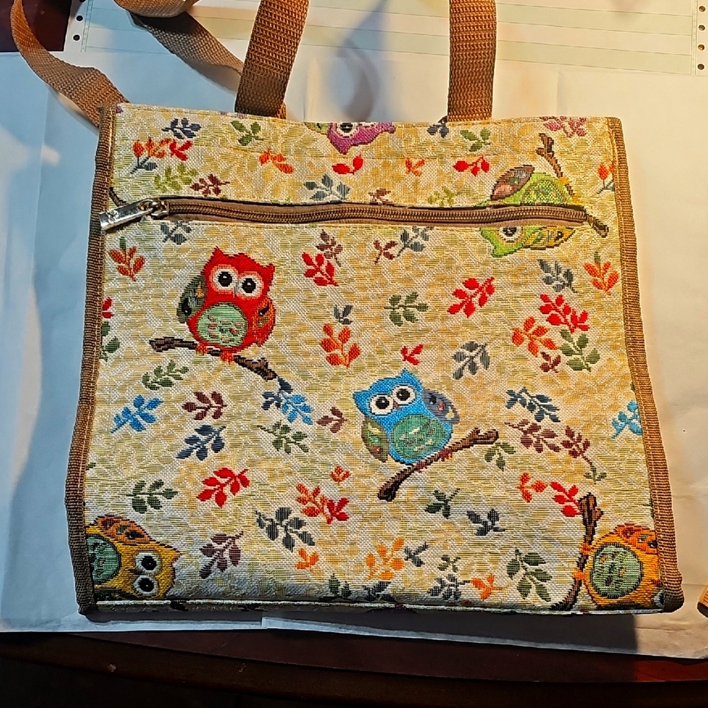 Colorful Owl Tapestry Patterned Tote Bag